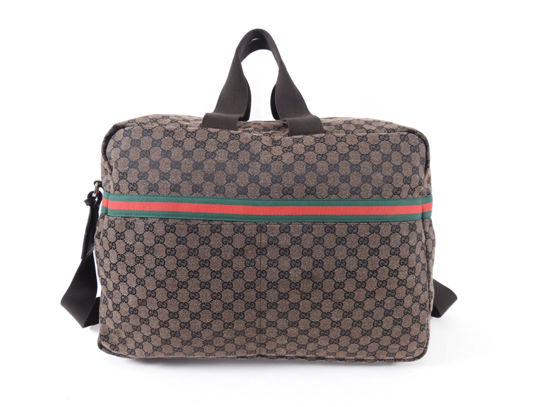 Gucci Extra Large Monogram Canvas Web Travel Duffle Bag