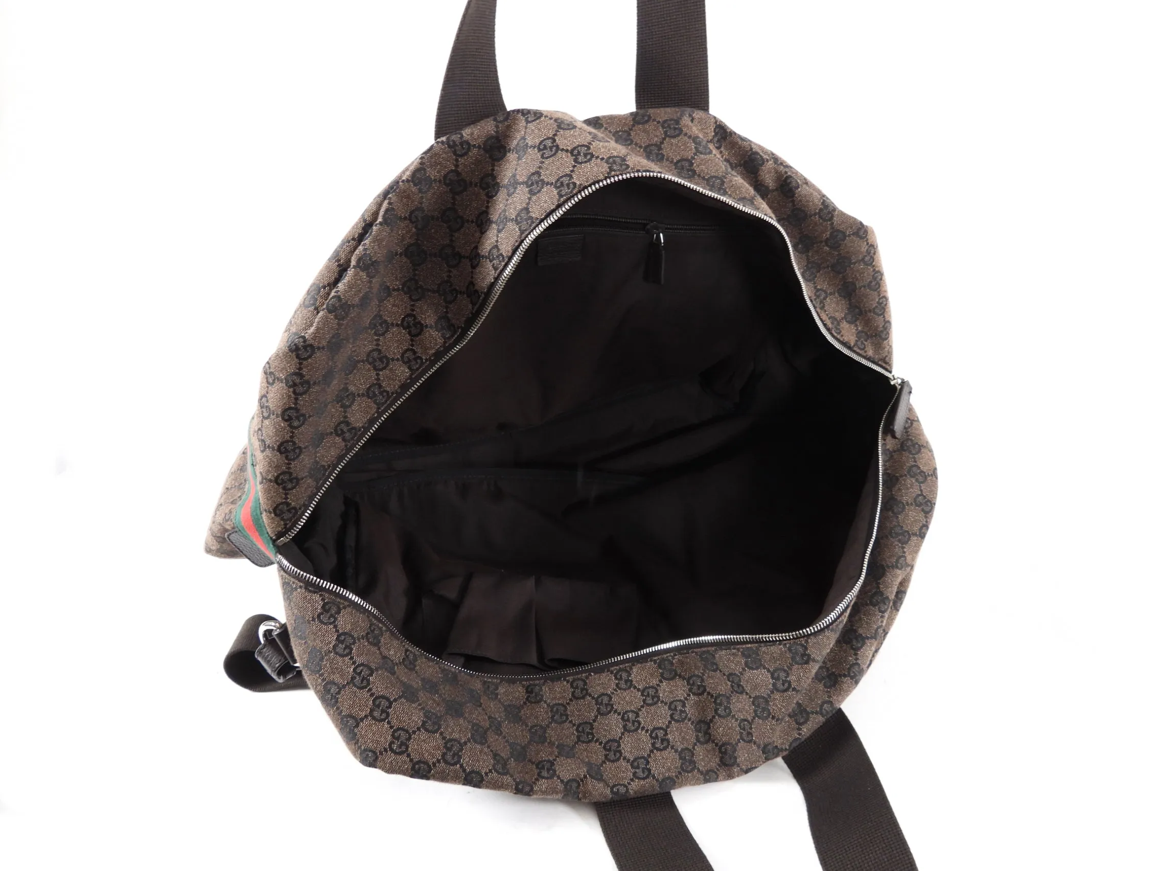 Gucci Extra Large Monogram Canvas Web Travel Duffle Bag