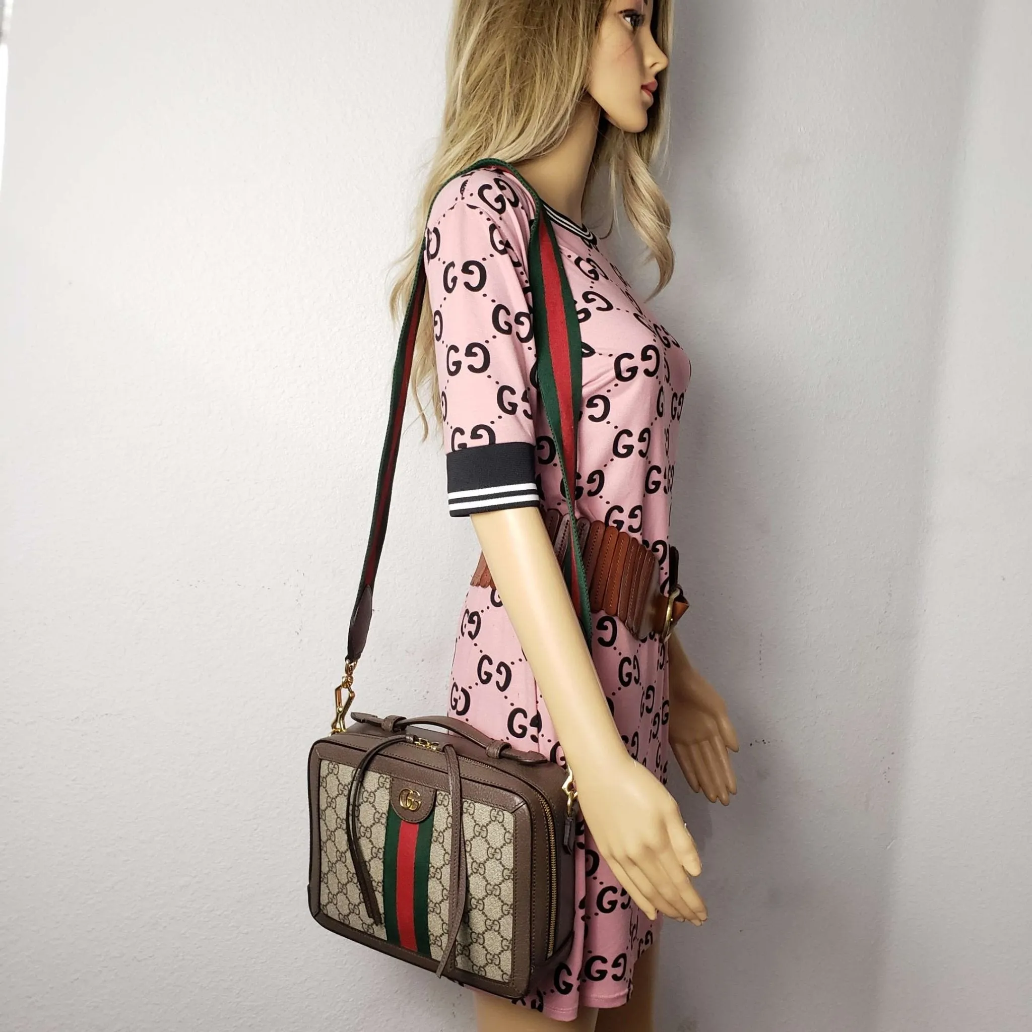 Gucci GG Supreme Web Top Handle Shoulder Bag