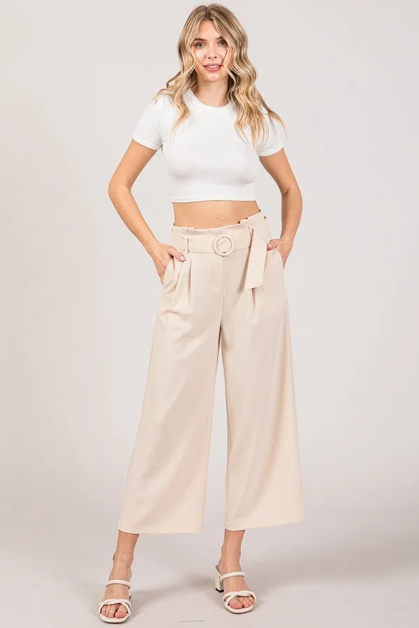 HARLAN PAPER BAG WAIST CROPPED PANT - OSTER