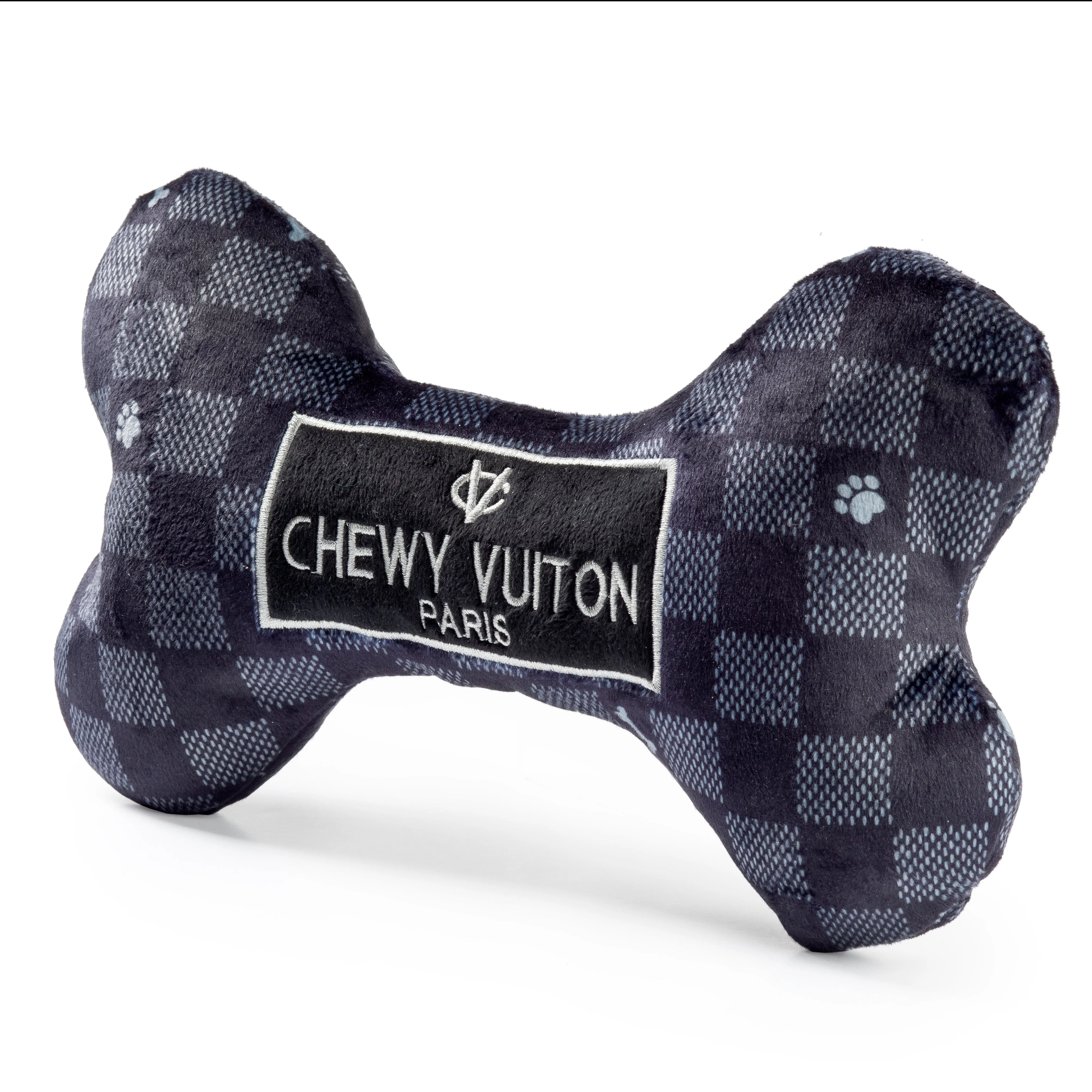 Haute Diggity Dog Black Checker Chewy Vuiton Bone Toy