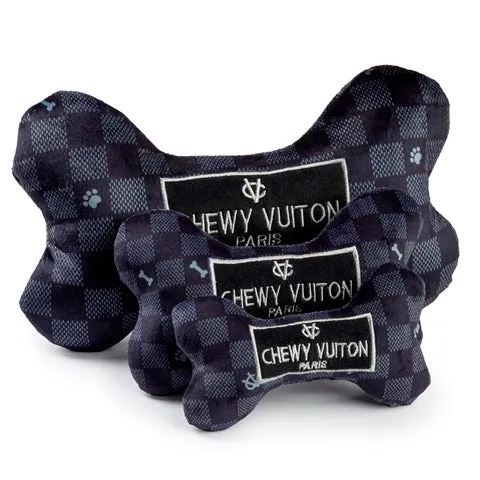 Haute Diggity Dog Black Checker Chewy Vuiton Bone Toy