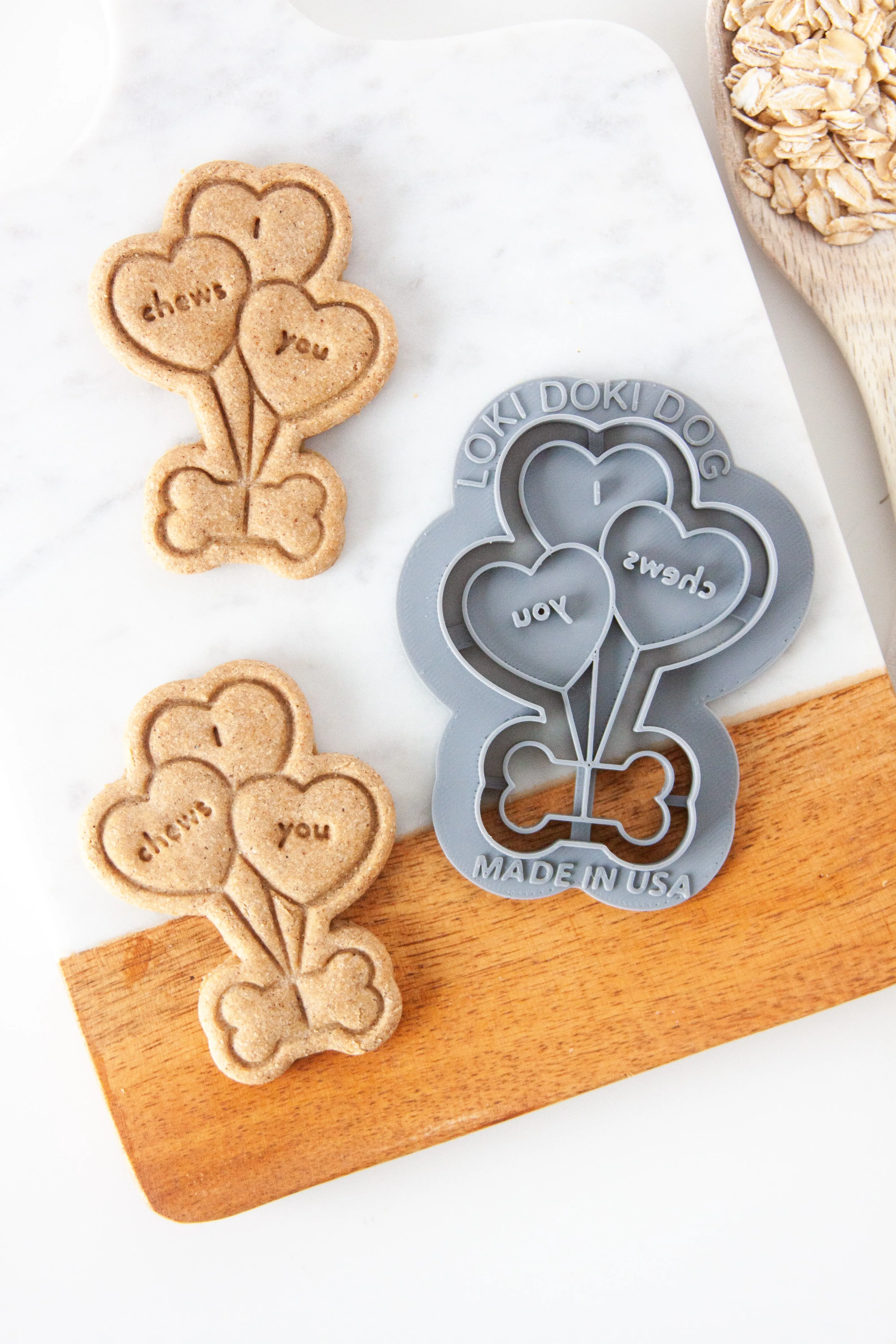 Heart Balloons "I Chews You" Dog Biscuit Cookie Cutter