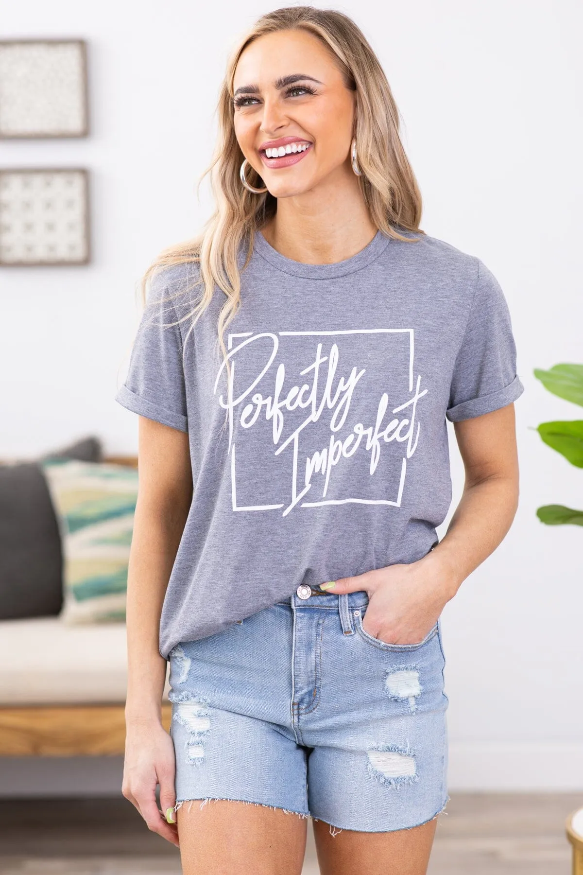 Heather Grey Perfectly Imperfect Graphic Tee