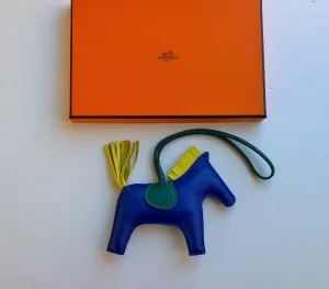 Hermès Rodeo Large GM Horse Bag Charm in Bleu Electrique Malachite Lime