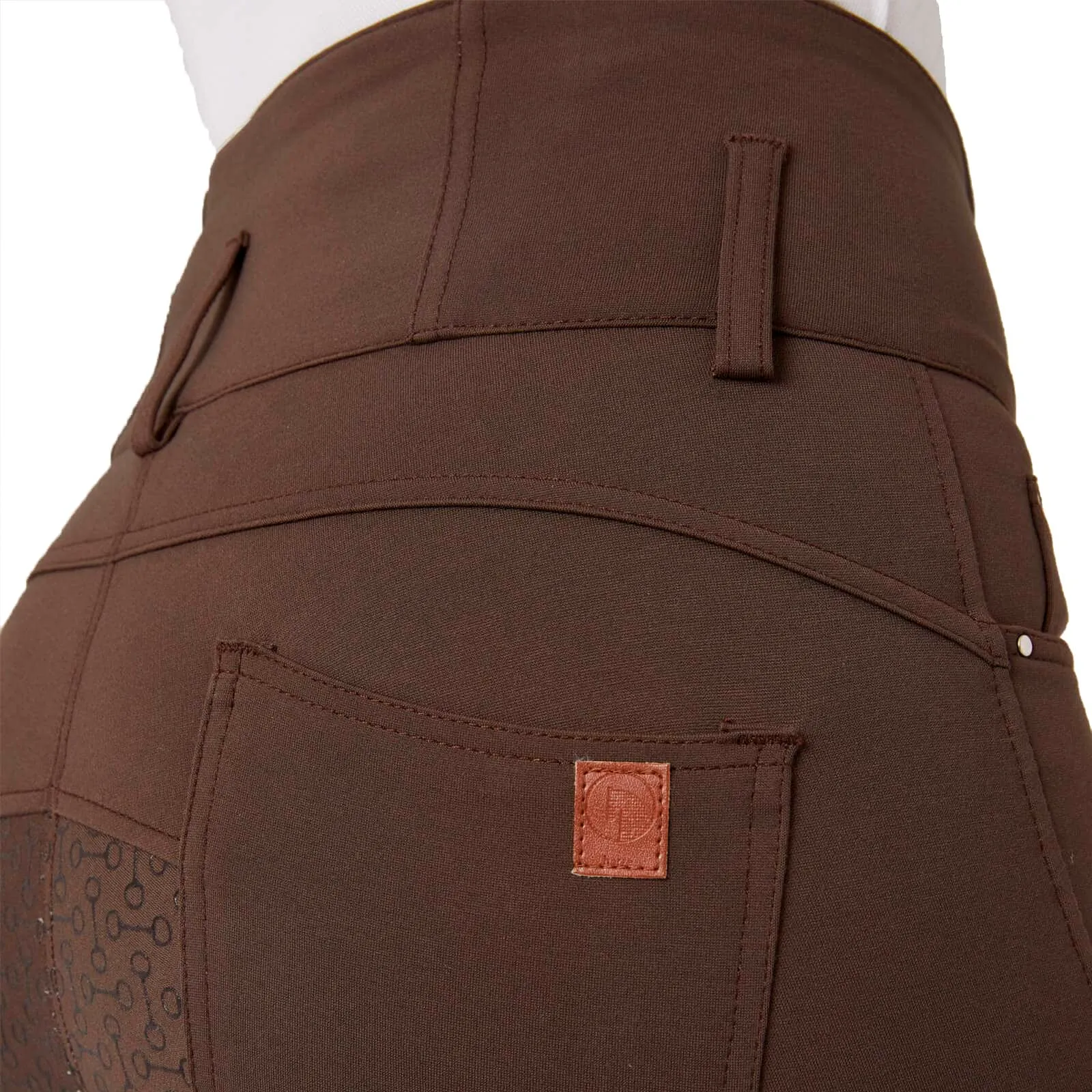 Horze Tara Ladies High-Waist Gel Seat Breeches (Brown)