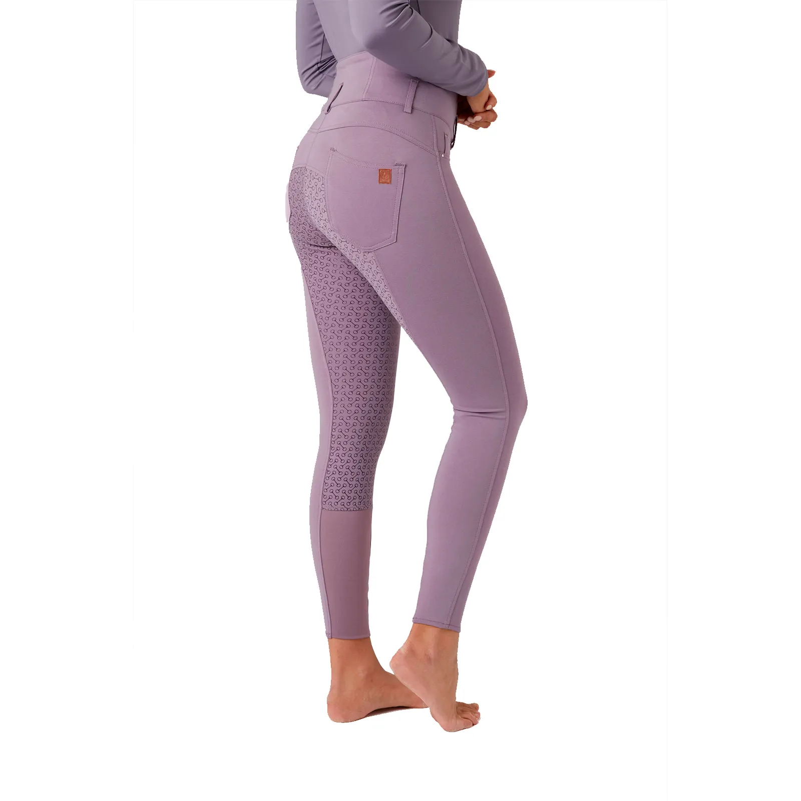 Horze Tara Ladies High-Waist Gel Seat Breeches (Violet Purple)