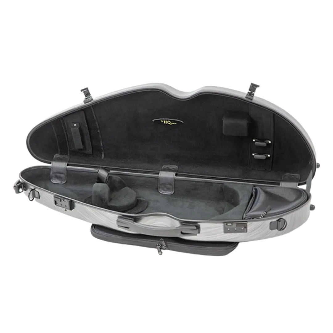 HQ Polycarbon Violin Case HalfMoon Adjustable 1/2-4/4 - Brushed Silver/Black