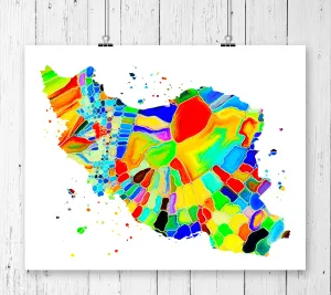 Iran Map Art Print - Unframed