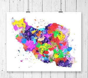 Iran Map Art Print - Unframed