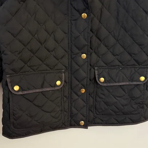 J. Crew Quilted Downtown Field Jacket Black Gold Small
