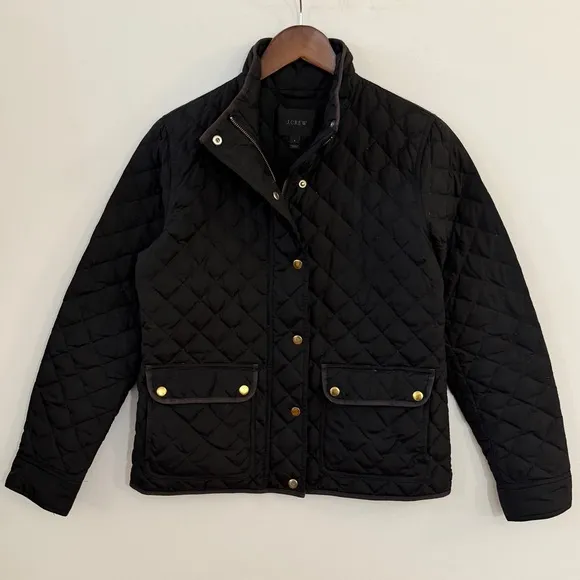 J. Crew Quilted Downtown Field Jacket Black Gold Small
