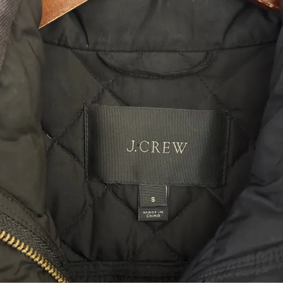 J. Crew Quilted Downtown Field Jacket Black Gold Small