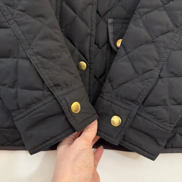 J. Crew Quilted Downtown Field Jacket Black Gold Small