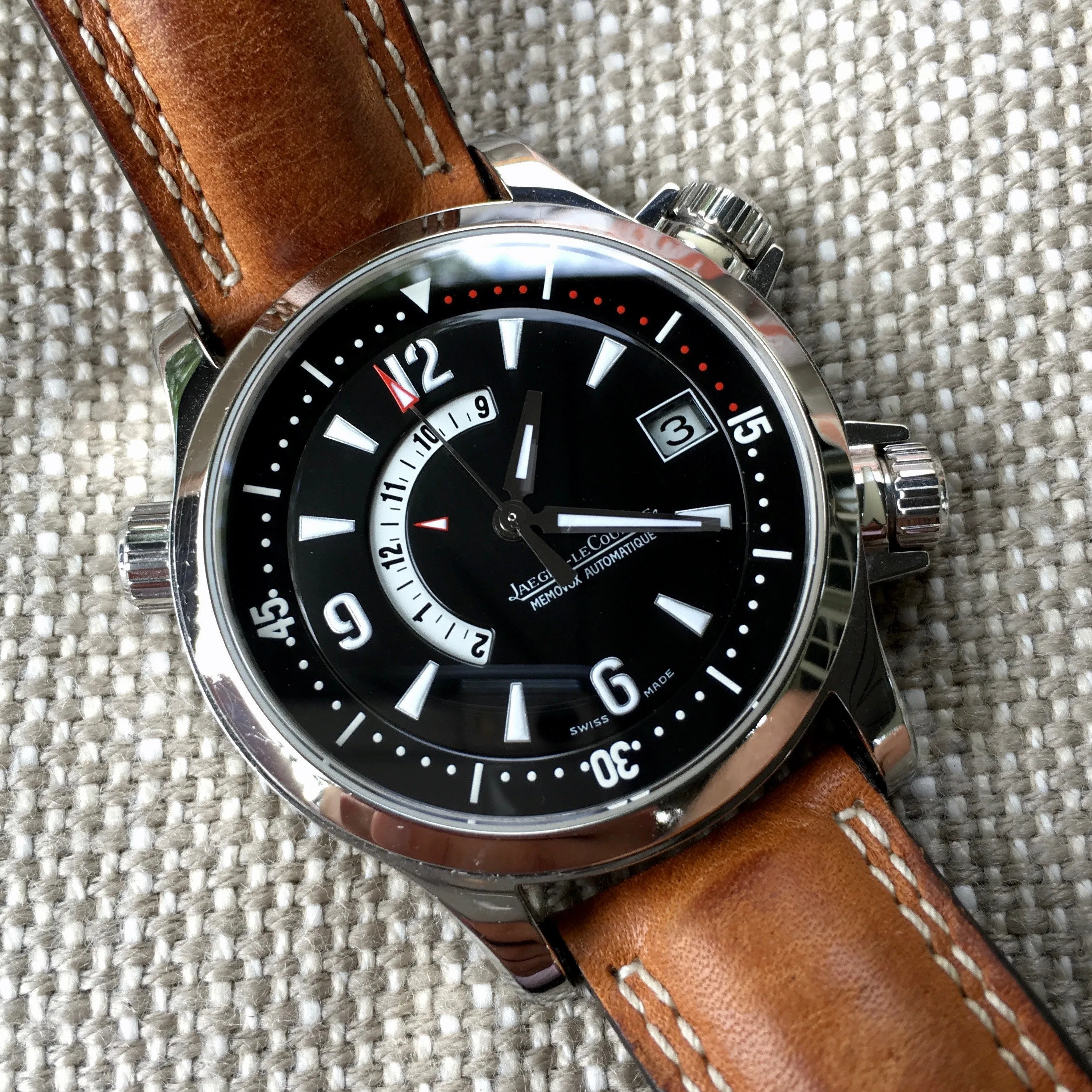 Jaeger LeCoultre Master Compressor Memovox Alarm 146.8.97 Automatic Wristwatch