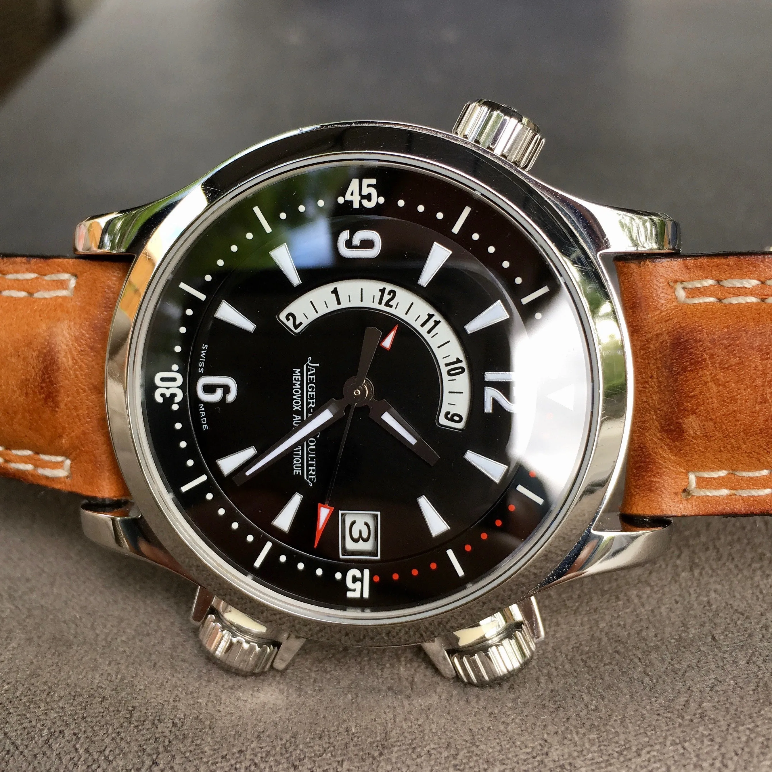 Jaeger LeCoultre Master Compressor Memovox Alarm 146.8.97 Automatic Wristwatch