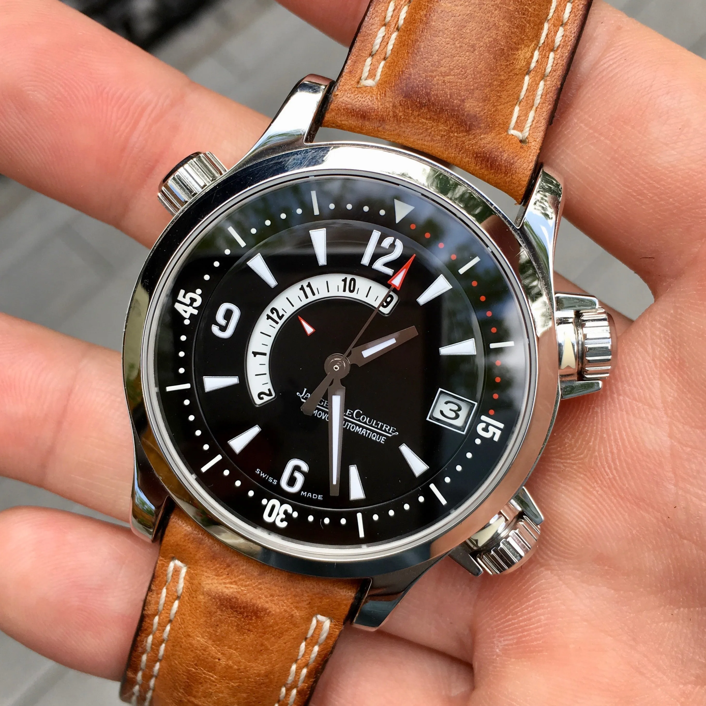 Jaeger LeCoultre Master Compressor Memovox Alarm 146.8.97 Automatic Wristwatch