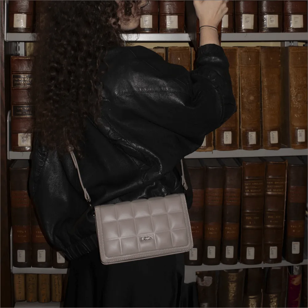 Jamie Vegan Leather Crossbody Bag | Stone Grey