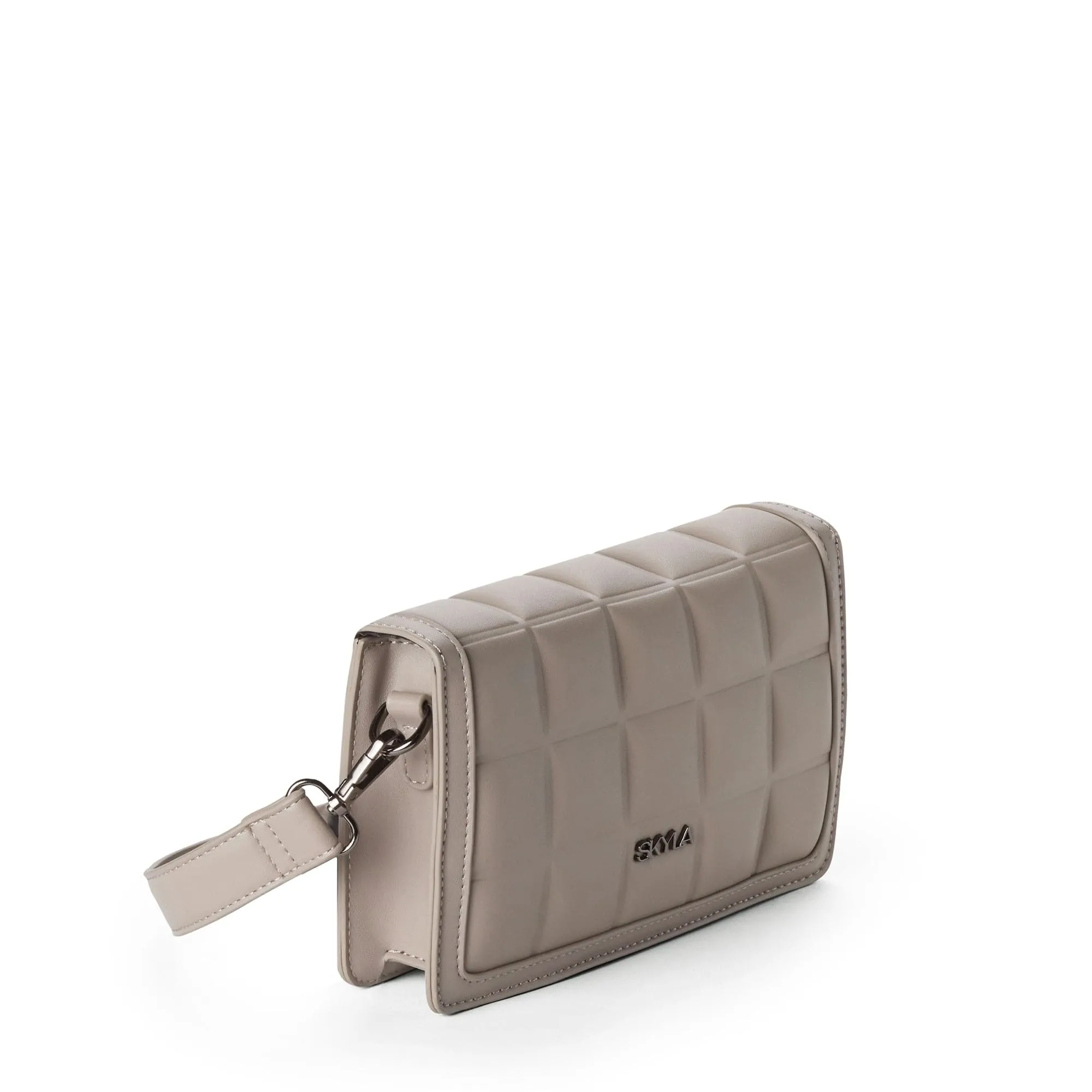 Jamie Vegan Leather Crossbody Bag | Stone Grey