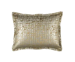 Jolie Quilted Standard Pillow Straw Velvet / Gold Print 20X26
