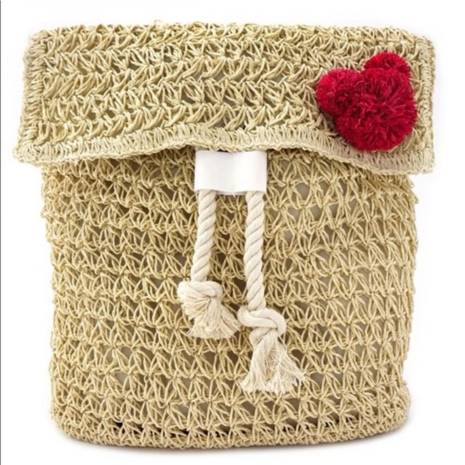 Junk Food MICKEY MOUSE Raffia Straw Macrame Cinch Backpack