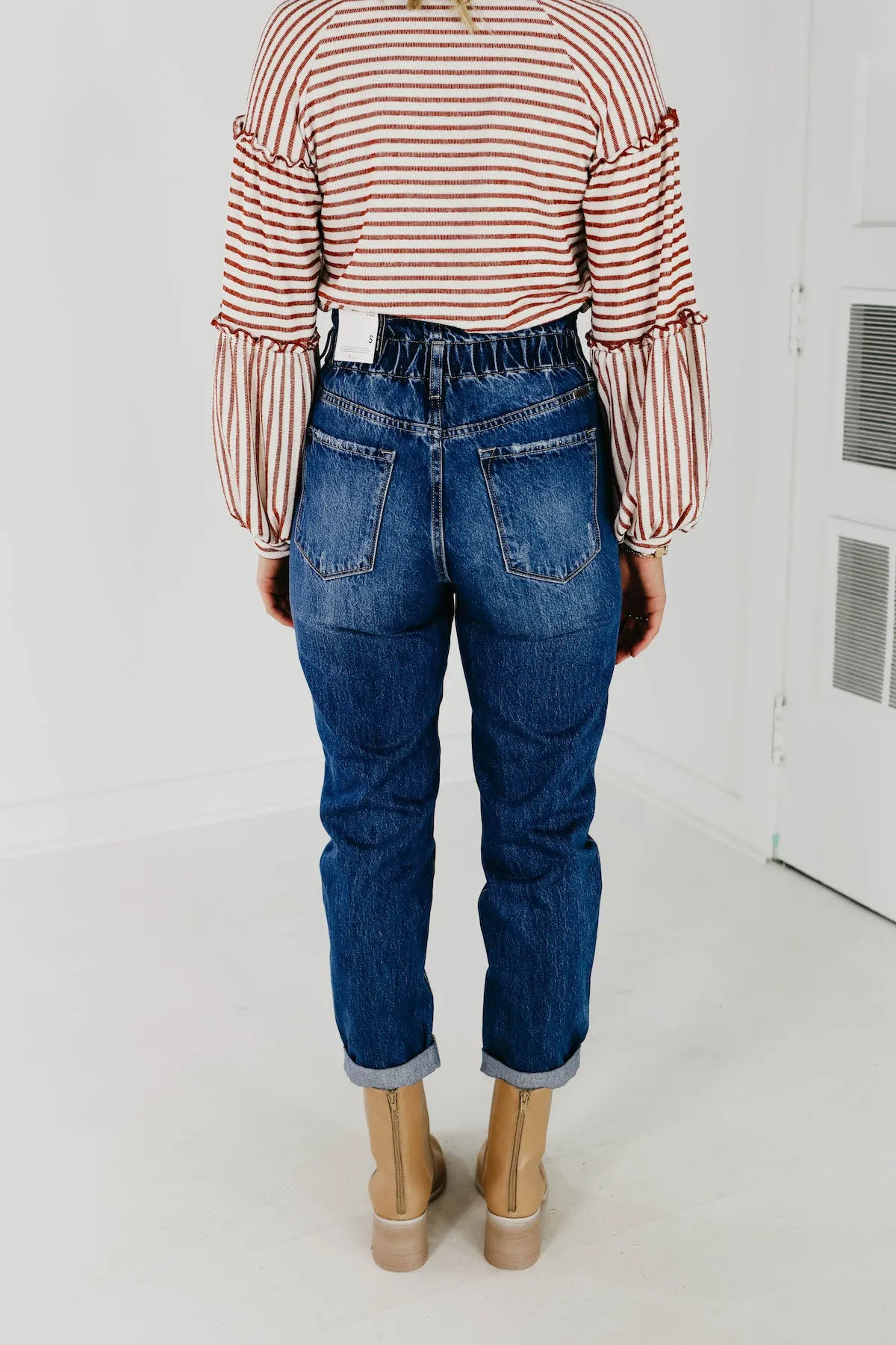 Kan Can High Rise Cuffed Paper Bag Jeans - KC5214M