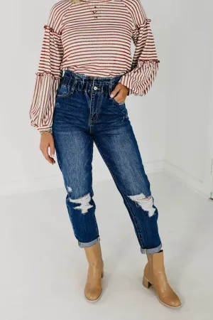 Kan Can High Rise Cuffed Paper Bag Jeans - KC5214M