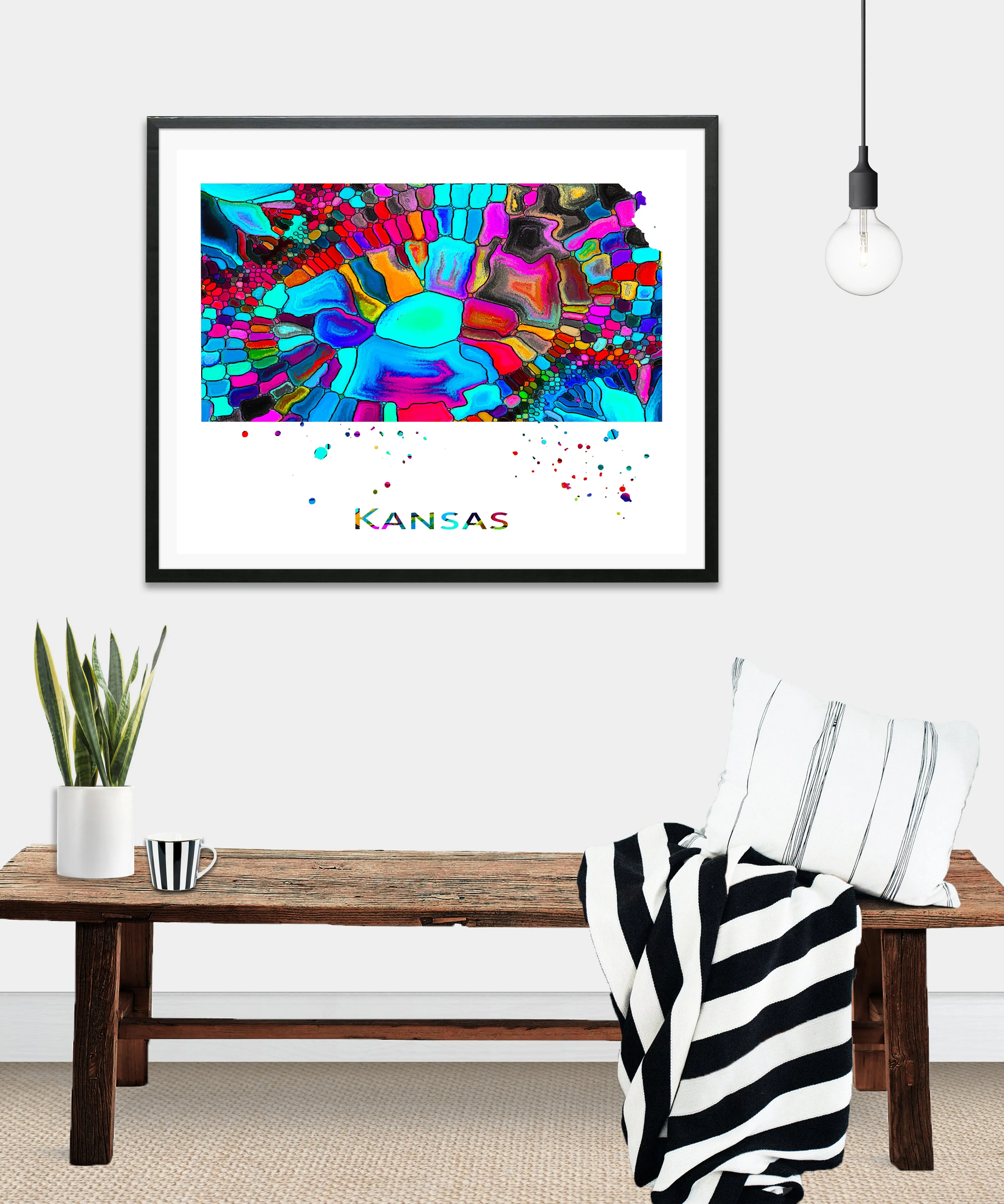 Kansas Map Art Print - Unframed