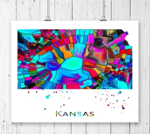 Kansas Map Art Print - Unframed