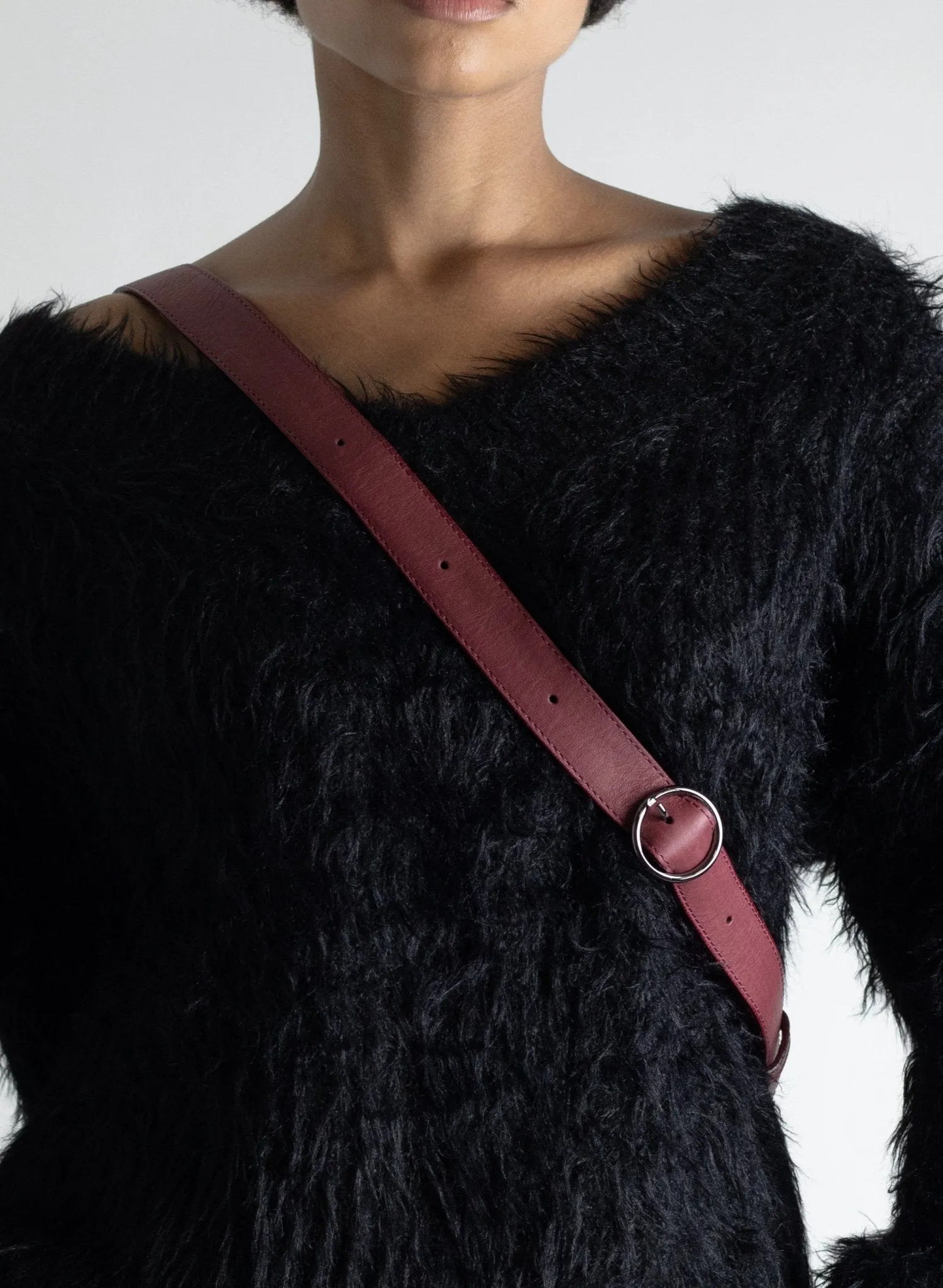 Katerina NYC - Smooth Leather Sling Bag - Burgundy
