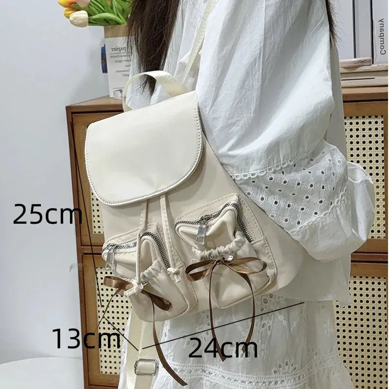 Kawaii Bow Backpack 🎀 | 2024 Trendy Nylon Girls' Backpack for Light Travels 🌟 | Casual Commuter Style ✨