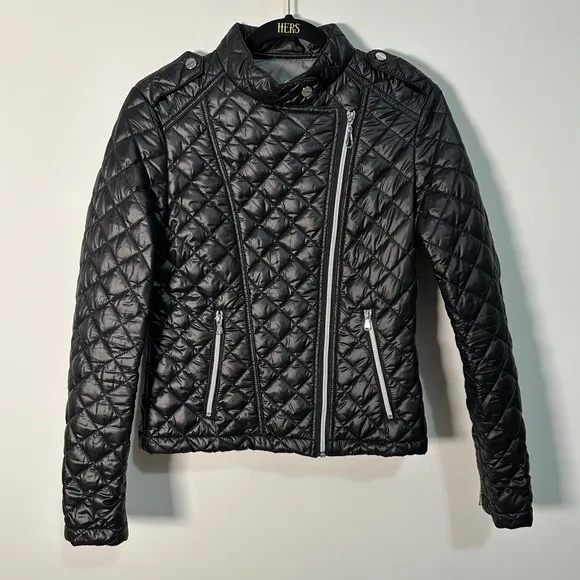 Kenneth Cole Black Quilted Motorcycle Biker Jacket NWOT Size XS