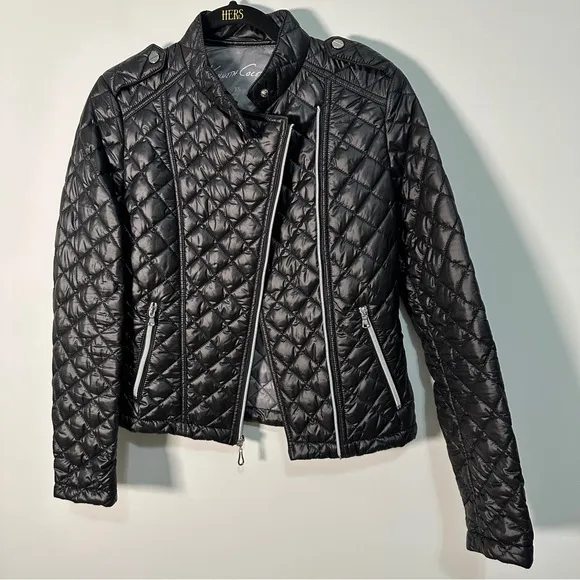 Kenneth Cole Black Quilted Motorcycle Biker Jacket NWOT Size XS