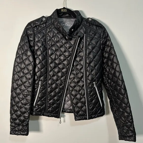 Kenneth Cole Black Quilted Motorcycle Biker Jacket NWOT Size XS