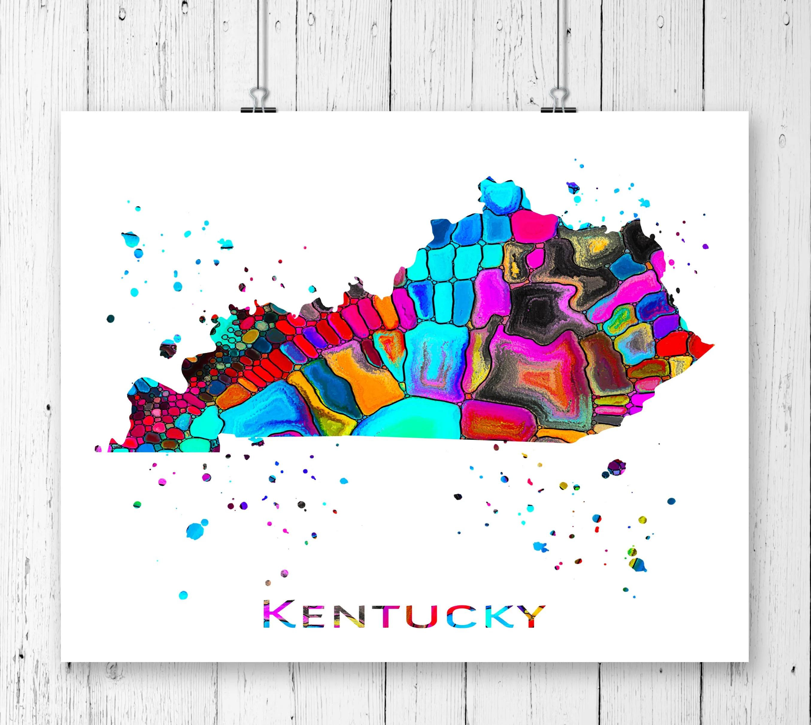 Kentucky Map Art Print - Unframed