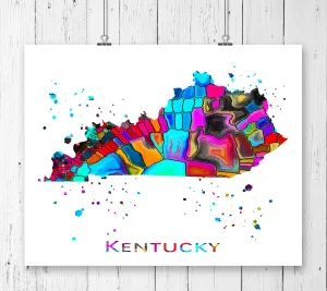 Kentucky Map Art Print - Unframed