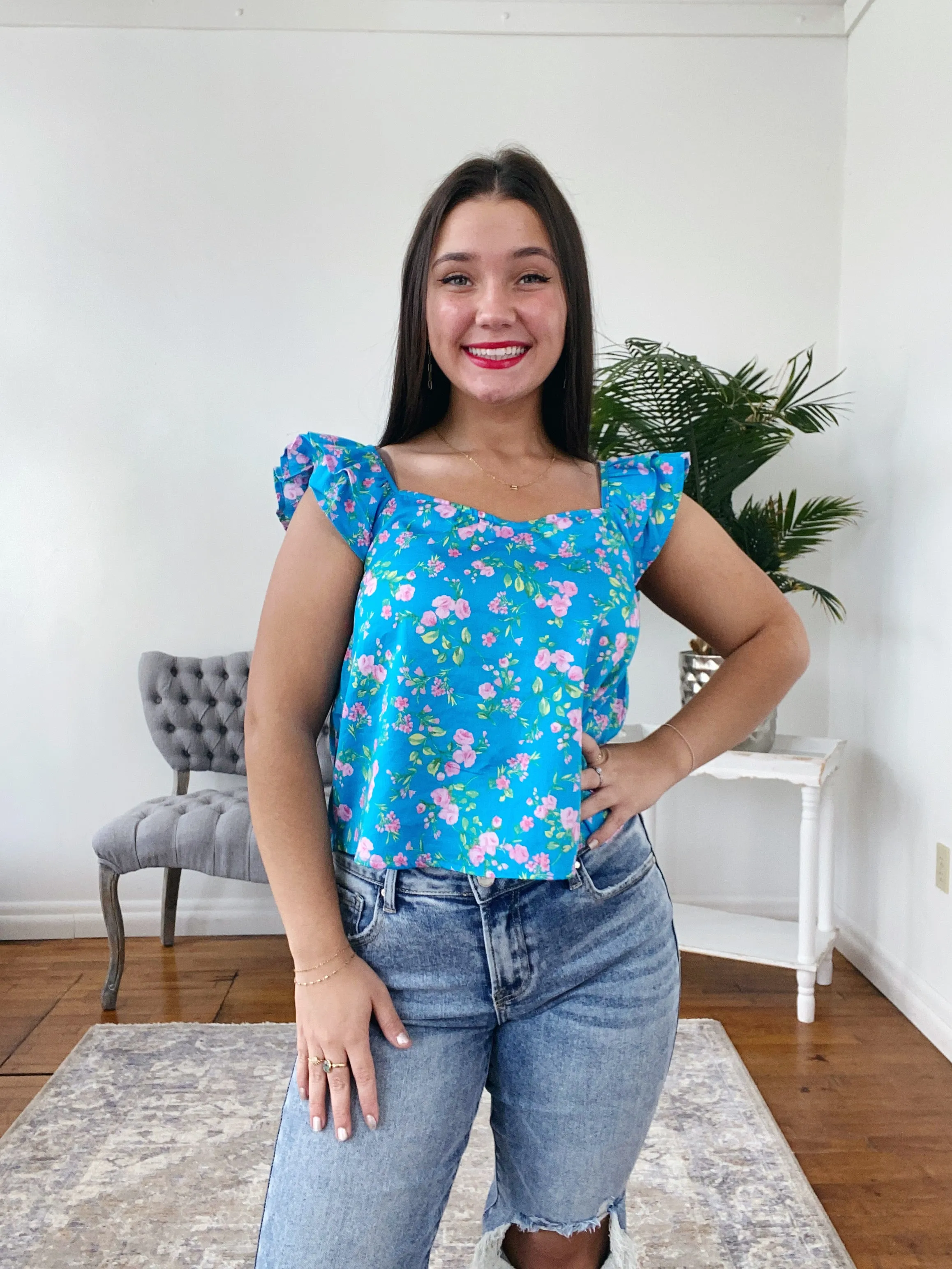 Keri Silky Floral Top FINAL SALE