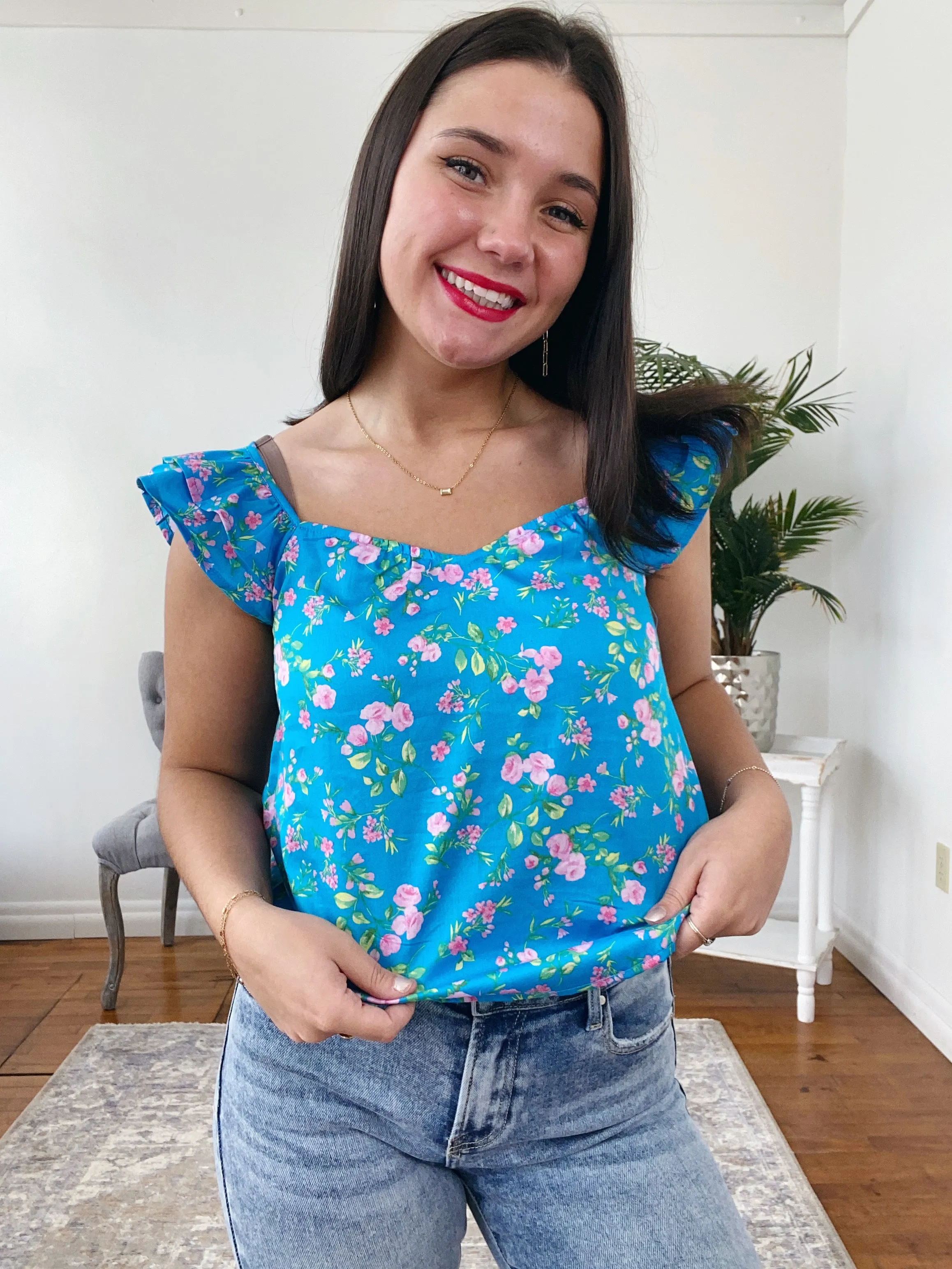 Keri Silky Floral Top FINAL SALE