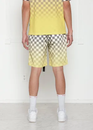 Konus Men's Ombre Checker Shorts In Yellow
