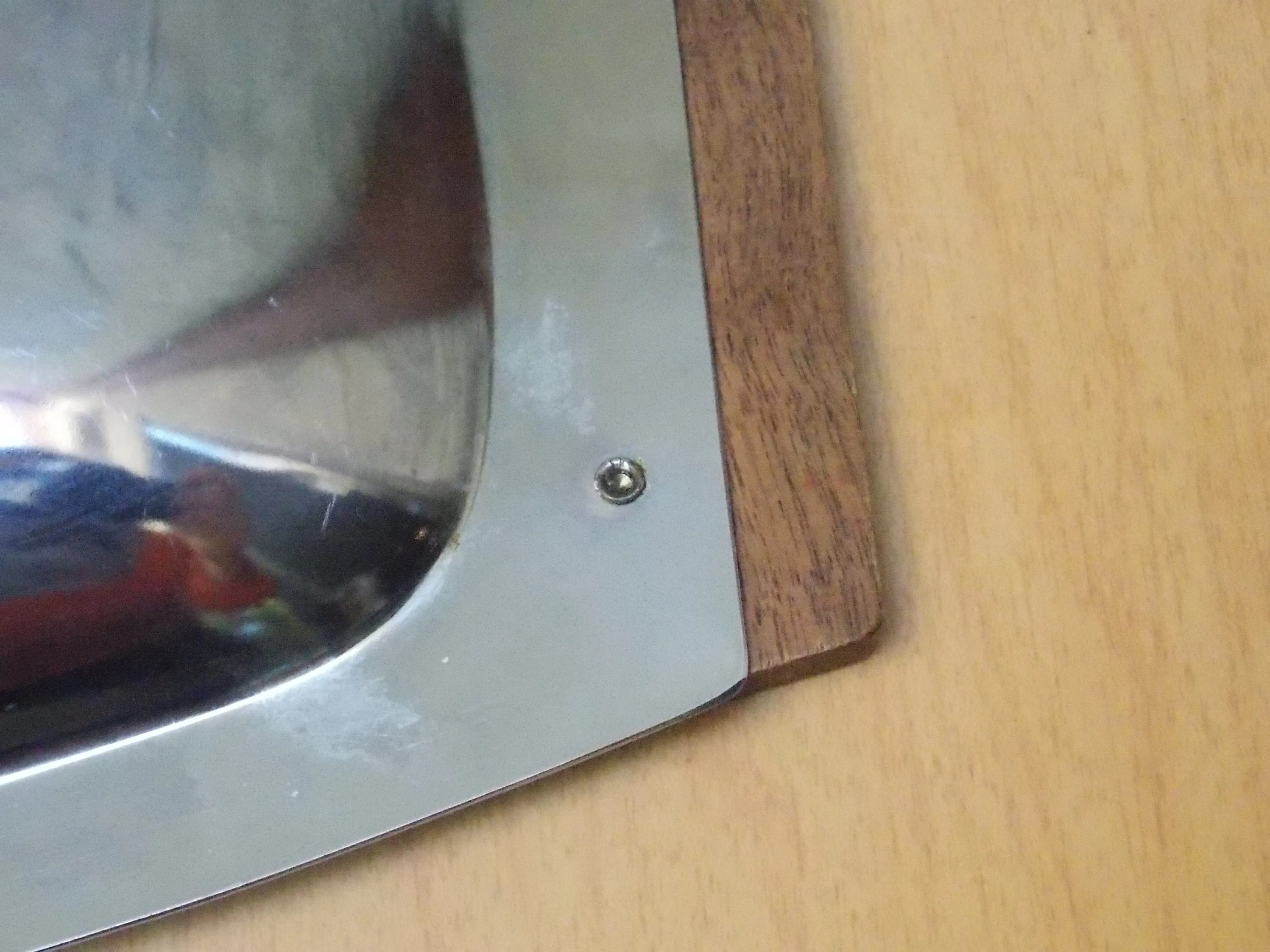 Kromex Danish Modern Stainless Steel Serving Plate with Wood Handles