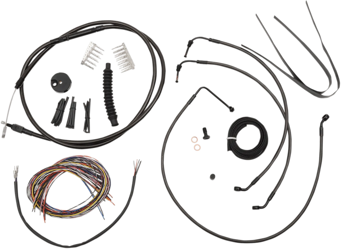 LA Choppers LA-8010KT2-08M Complete Handlebar Cable and Brake Line Kit - Midnight