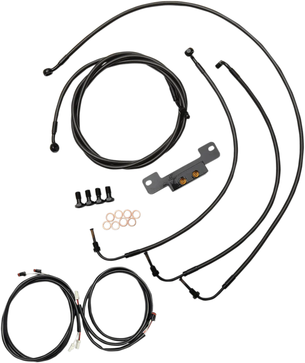 LA Choppers LA-8055KT3-16M Complete Handlebar Cable/Brake & Clutch Line/Wire Kit - Midnight Braided