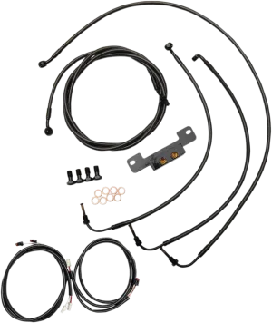 LA Choppers LA-8055KT3-16M Complete Handlebar Cable/Brake & Clutch Line/Wire Kit - Midnight Braided