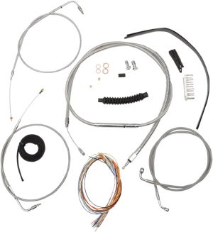 LA Choppers LA-8110KT2A-19 Complete Handlebar Cable/Brake & Clutch Line/Wire Kit - Stainless Braided