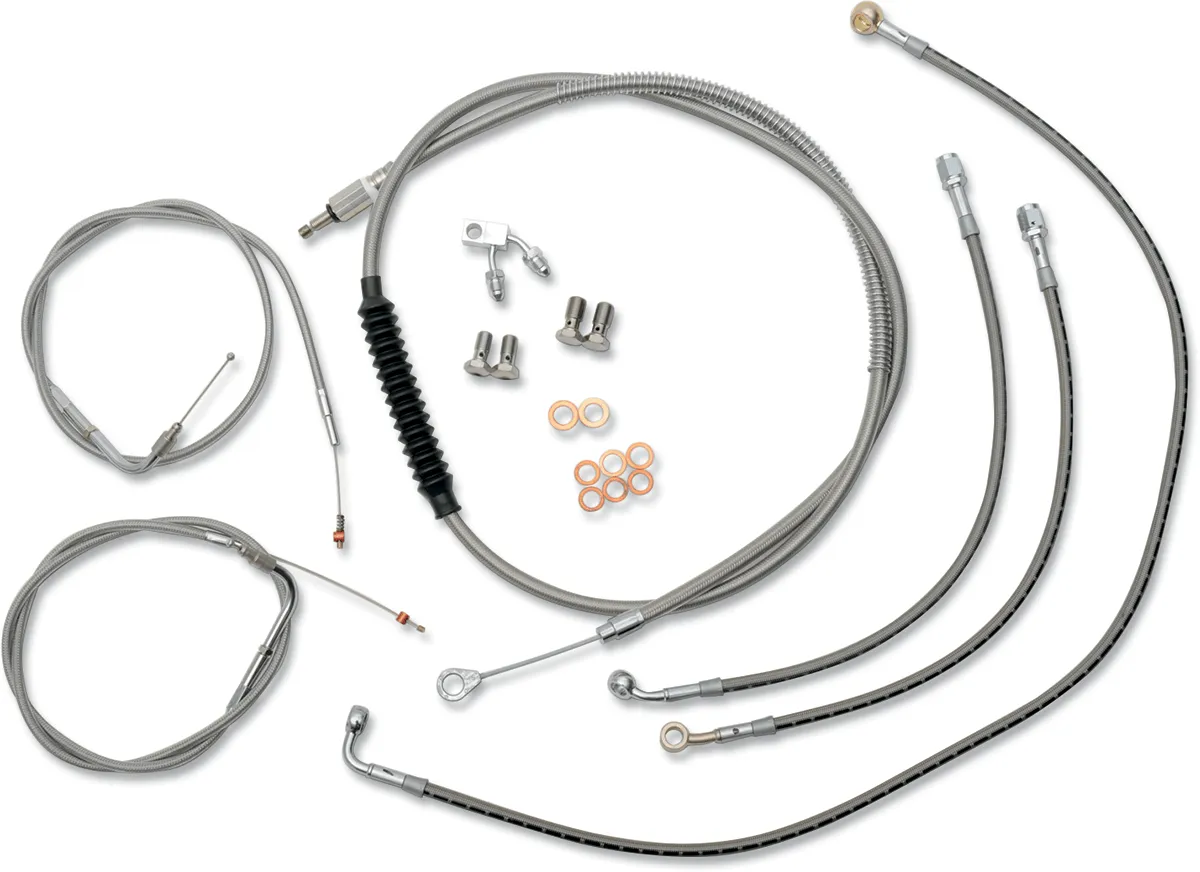 LA Choppers LA-8122KT-16 Standard Handlebar Cable/Brake & Clutch Line/Wire Kit - Stainless Braided