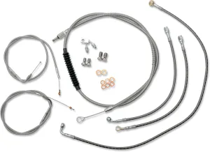 LA Choppers LA-8122KT-16 Standard Handlebar Cable/Brake & Clutch Line/Wire Kit - Stainless Braided