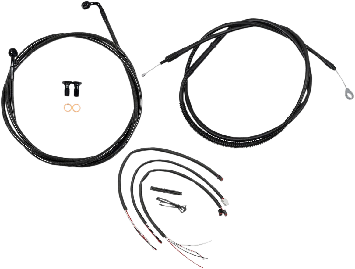 LA Choppers LA-8153KT2-19M Complete Handlebar Cable/Brake & Clutch Line/Wire Kit - Midnight Braided