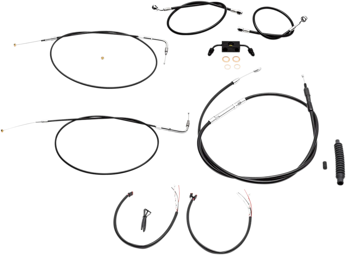 LA Choppers LA-8231KT2-16B Complete Handlebar Cable/Brake & Clutch Line/Wire Kit - Black Vinyl/Stainless