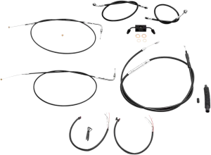 LA Choppers LA-8231KT2-16B Complete Handlebar Cable/Brake & Clutch Line/Wire Kit - Black Vinyl/Stainless