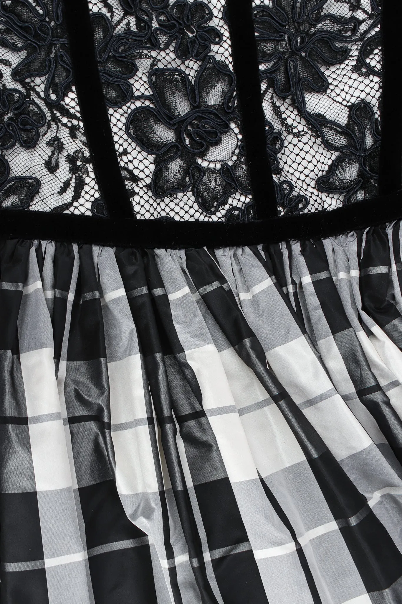 Lace Checker Silk Taffeta Dress